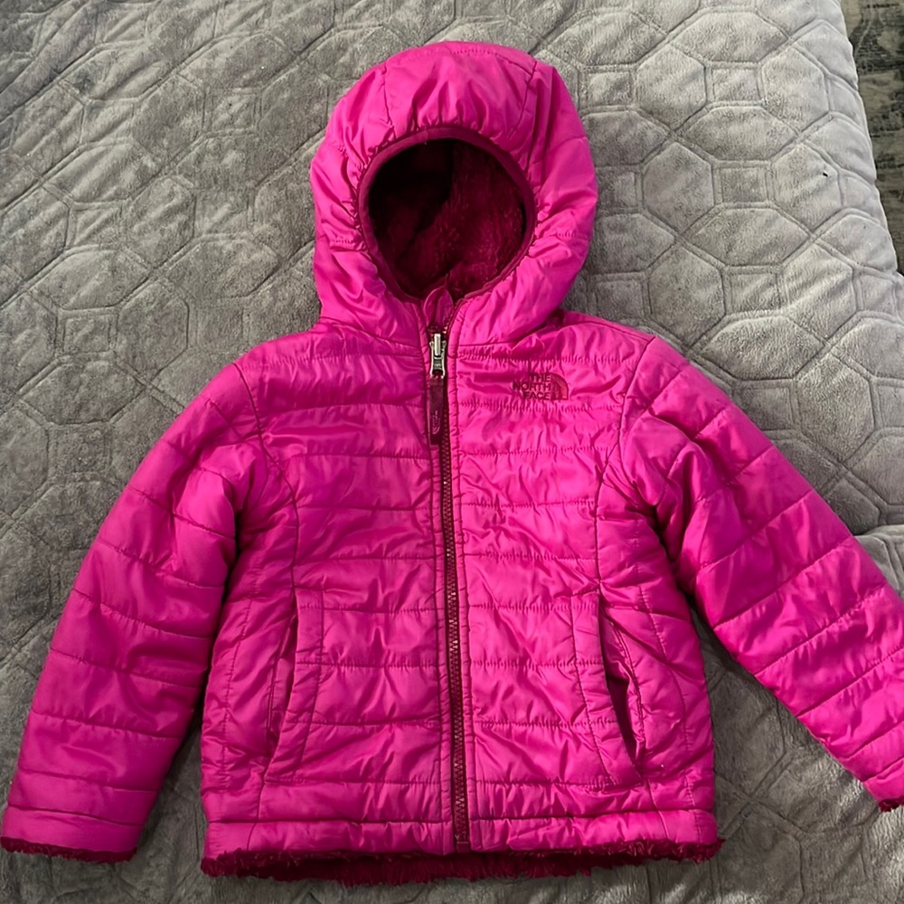 North face Toddler Winter Coat Mossbud Swirl Parka Fuchsia Reversible